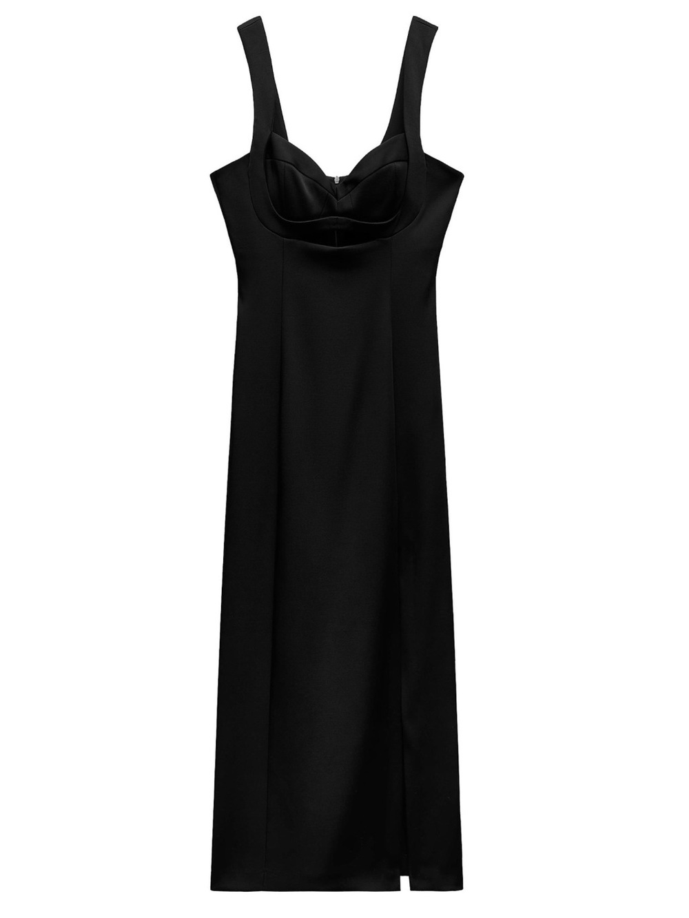 Black Sleeveless Maxi Dress with Sculpted Bust